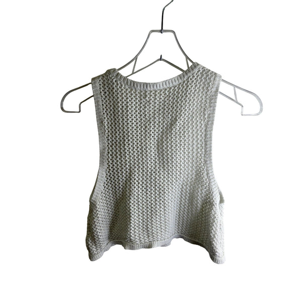 Offline By Aerie Womens White Knit Sleeveless Cropped Sweater Tank Top Size Small
