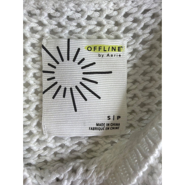 Offline By Aerie Womens White Knit Sleeveless Cropped Sweater Tank Top Size Small