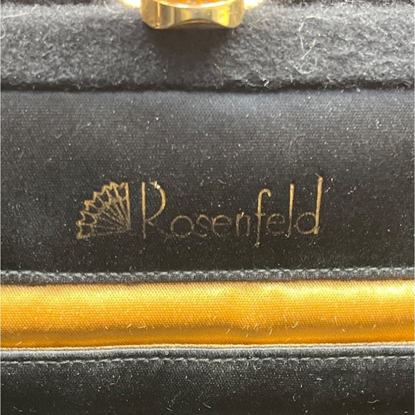 Vintage Rosenfeld Black Gold Clasp & Purple Gem Detail Evening Clutch Bag Sz S