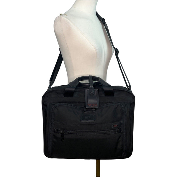 Tumi Alpha 3 Black Nylon Handles & Shoulder Strap T-Pass Laptop Briefcase Sz L