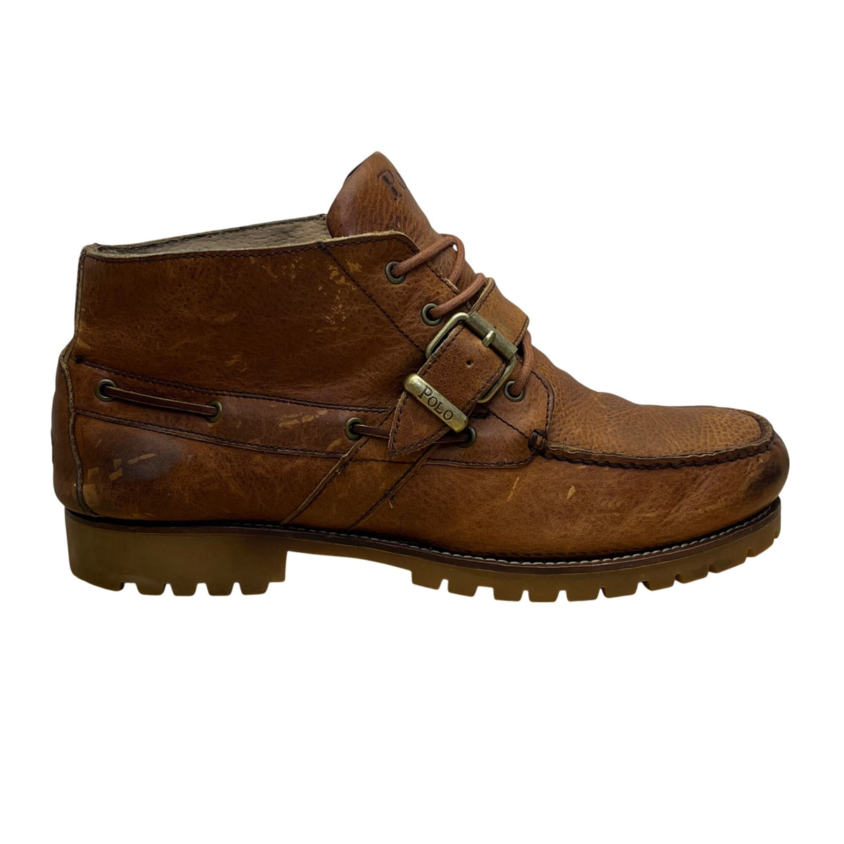 Polo Ralph Lauren Men’s Brown Leather Lace Up Rumford Moc Toe Ankle Boots Sz 12D