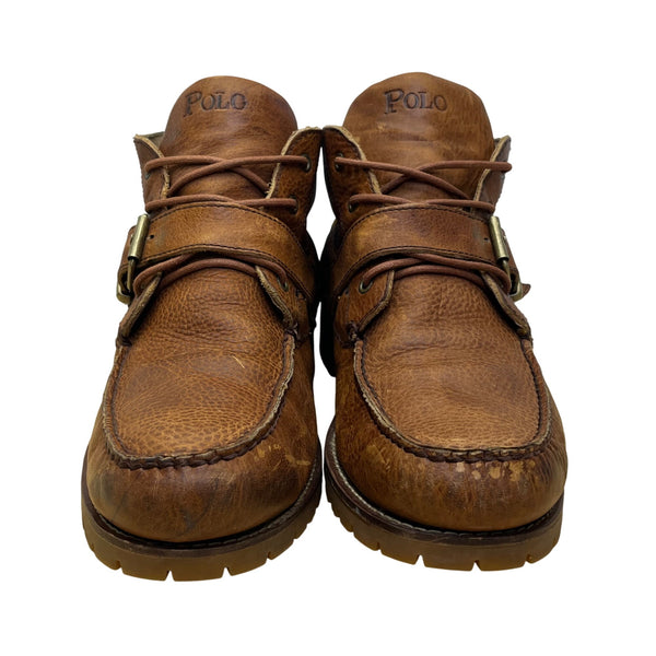 Polo Ralph Lauren Men’s Brown Leather Lace Up Rumford Moc Toe Ankle Boots Sz 12D