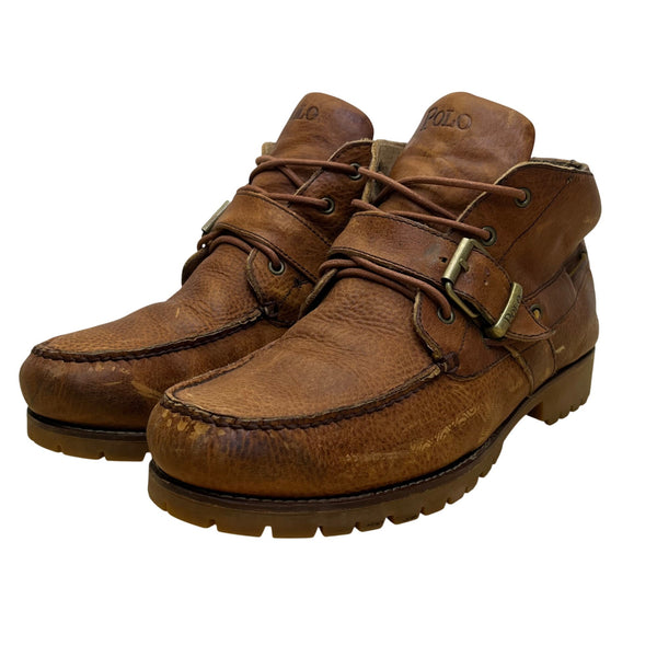 Polo Ralph Lauren Men’s Brown Leather Lace Up Rumford Moc Toe Ankle Boots Sz 12D