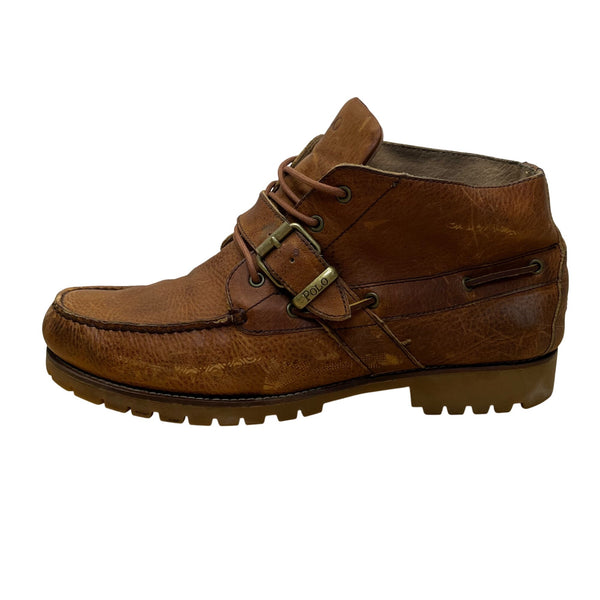 Polo Ralph Lauren Men’s Brown Leather Lace Up Rumford Moc Toe Ankle Boots Sz 12D