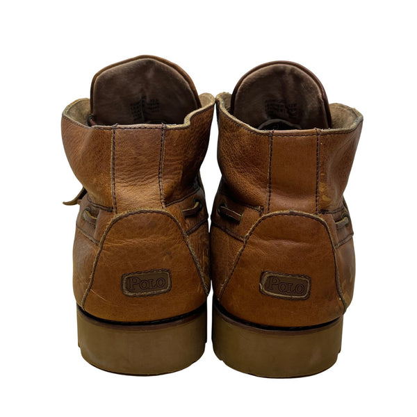 Polo Ralph Lauren Men’s Brown Leather Lace Up Rumford Moc Toe Ankle Boots Sz 12D