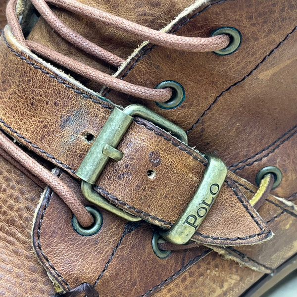 Polo Ralph Lauren Men’s Brown Leather Lace Up Rumford Moc Toe Ankle Boots Sz 12D