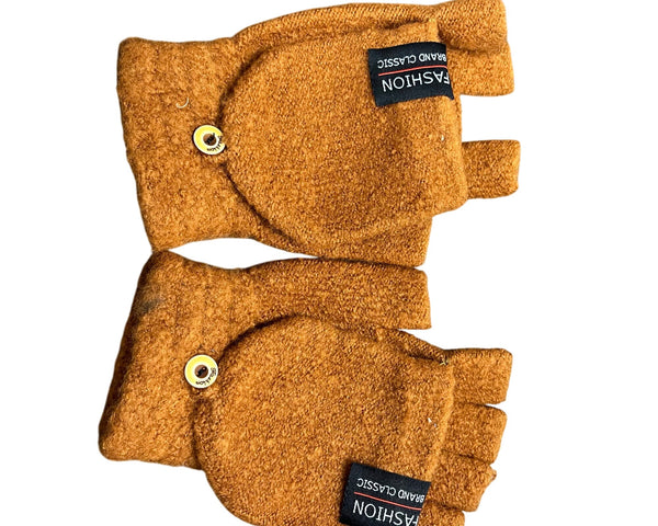 Fashion Brown Acrylic Fingerless Convertible Mittens Size OS
