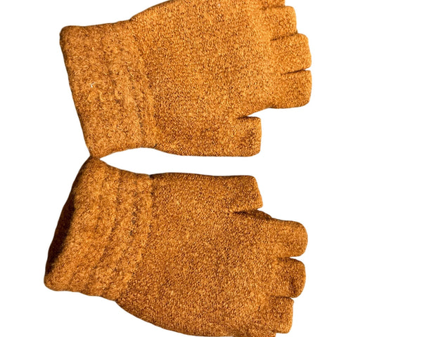 Fashion Brown Acrylic Fingerless Convertible Mittens Size OS