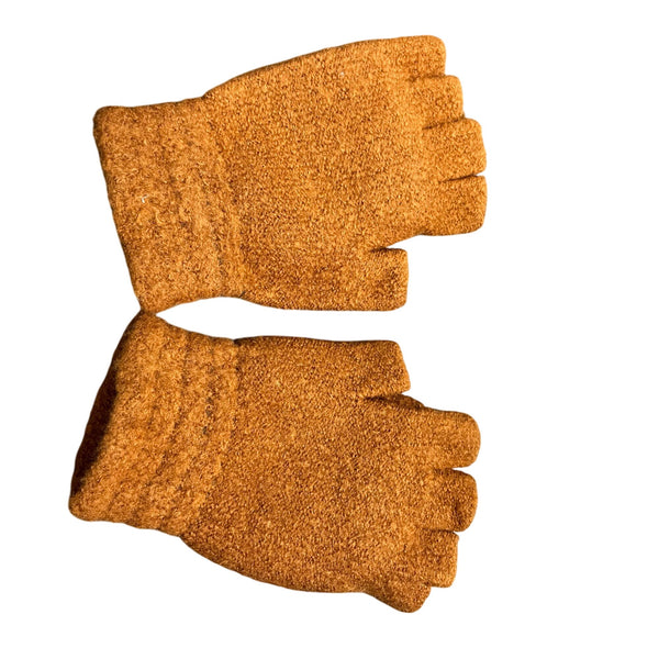 Fashion Brown Acrylic Fingerless Convertible Mittens Size OS