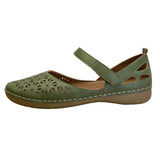Good Choice Women’s Olive Perforated Floral Design Faryn Flat Shoes Sz 10
