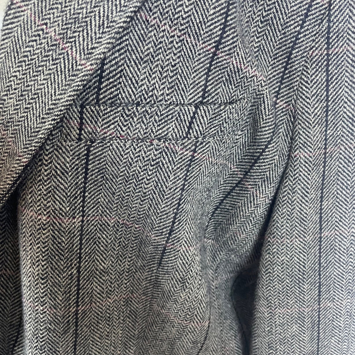 Eddie Bauer Women's Brown Herringbone Wool Blend Blazer Jacket Two Button Checkered Pattern Size T20