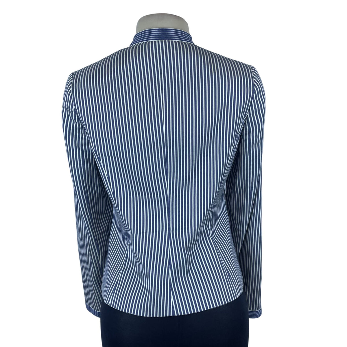 Armani Womens Blue & White Striped Cotton/Acetate Blazer Size 8 Slim Fit Stylish