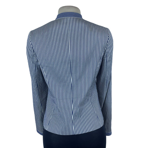 Armani Womens Blue & White Striped Cotton/Acetate Blazer Size 8 Slim Fit Stylish