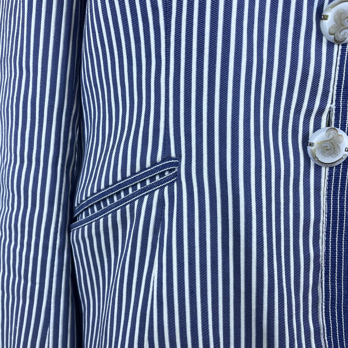 Armani Womens Blue & White Striped Cotton/Acetate Blazer Size 8 Slim Fit Stylish