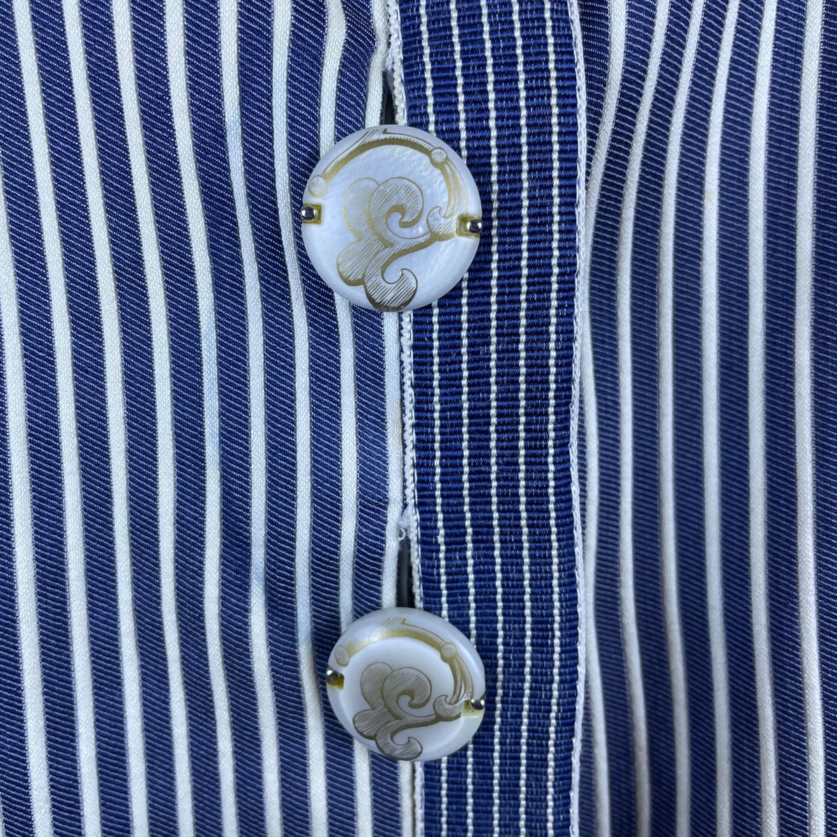 Armani Womens Blue & White Striped Cotton/Acetate Blazer Size 8 Slim Fit Stylish