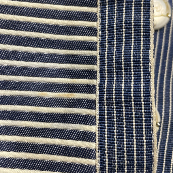 Armani Womens Blue & White Striped Cotton/Acetate Blazer Size 8 Slim Fit Stylish