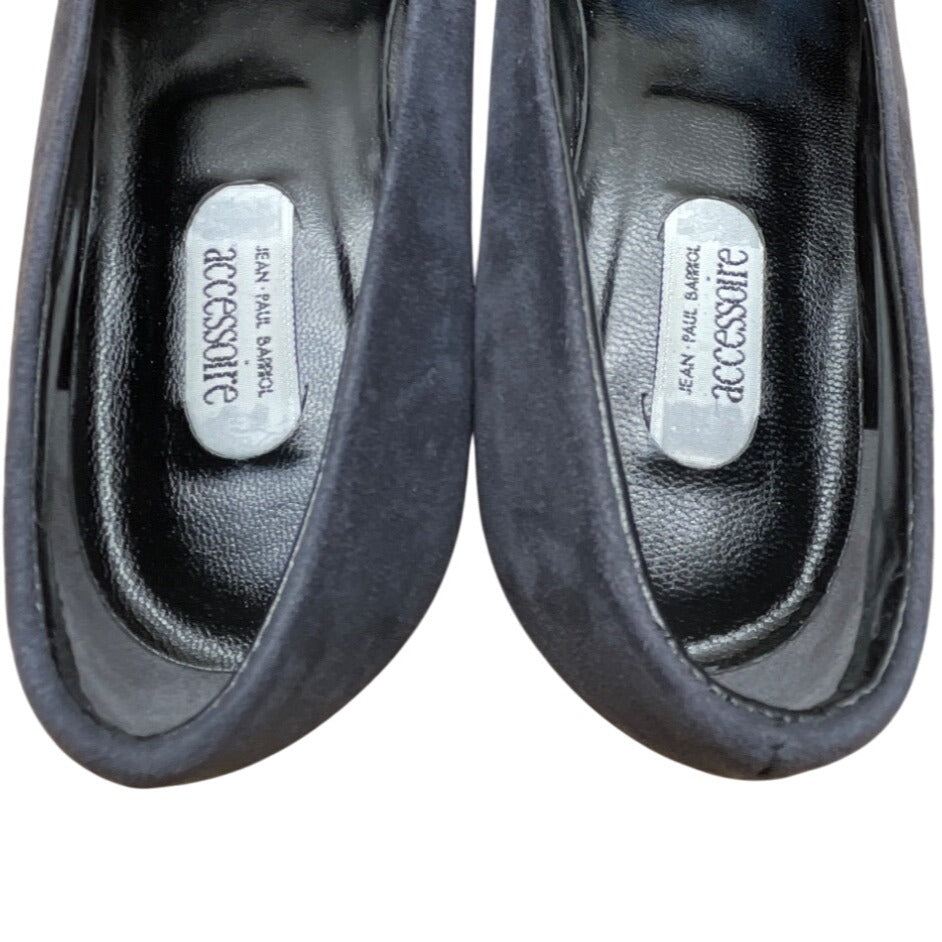 Jean Paul Barriere Accessoire Caviar Black Pumps Suede Square Toe Shoes Sz 6