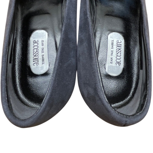 Jean Paul Barriere Accessoire Caviar Black Pumps Suede Square Toe Shoes Sz 6