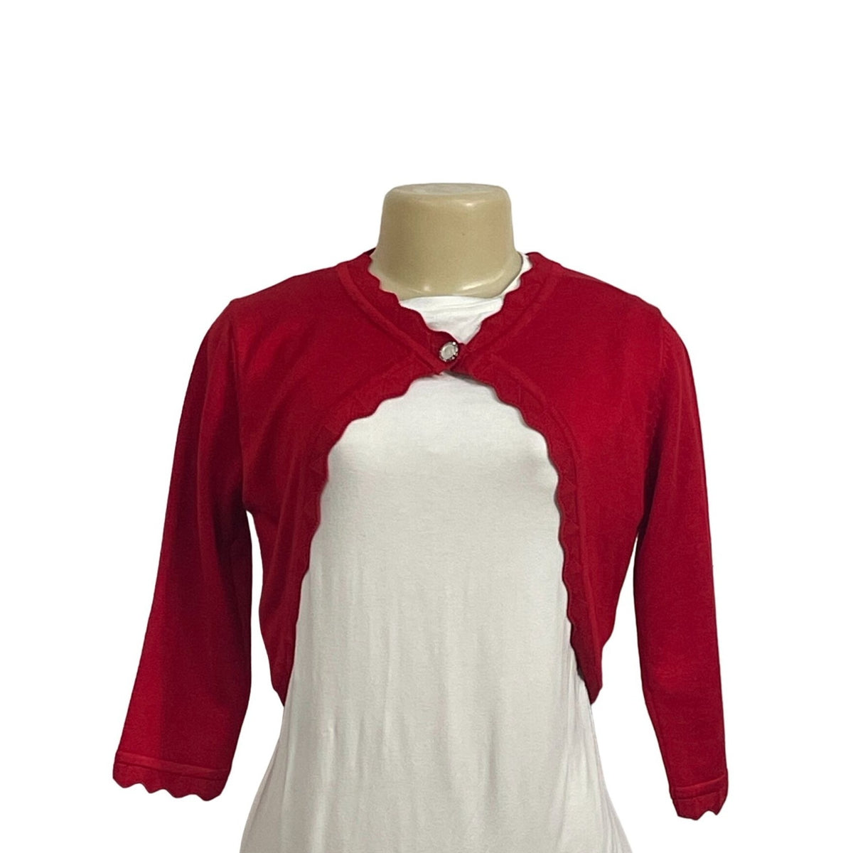 Grace Karin Womens Red Cropped Knit Bolero Cardigan Shrug Small Cotton & Acrylic New