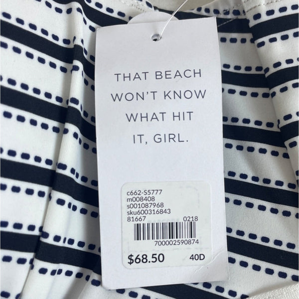 Swim By Cacique Lightly Lined Balconette Halter Neck Striped Swimsuit Top Size 40D