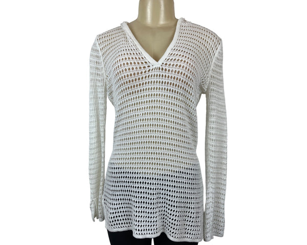 The Limited Womens White Knit Hooded Sweater Sz S