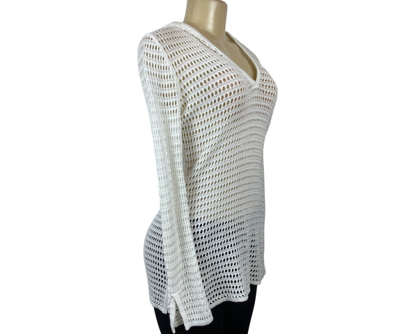 The Limited Womens White Knit Hooded Sweater Sz S