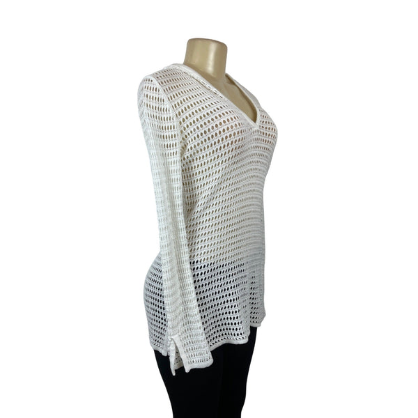 The Limited Womens White Knit Hooded Sweater Sz S