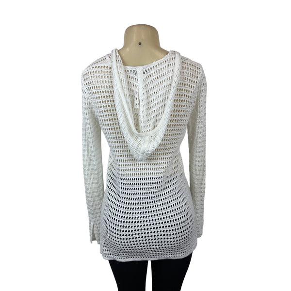 The Limited Womens White Knit Hooded Sweater Sz S