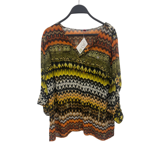 Vince Camuto Womens Multicolor Chevron Print Blouse 1X Lightweight & Stylish Tunic Top