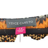 Vince Camuto Womens Multicolor Chevron Print Blouse 1X Lightweight & Stylish Tunic Top