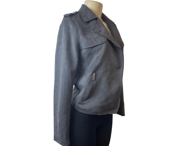 Tahari Women's Carbon Sky Faux Leather Cropped Jacket Sz S/P