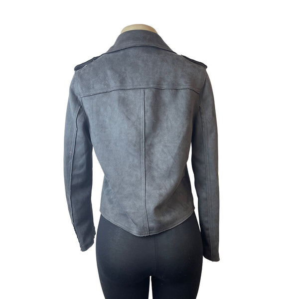 Tahari Women's Carbon Sky Faux Leather Cropped Jacket Sz S/P