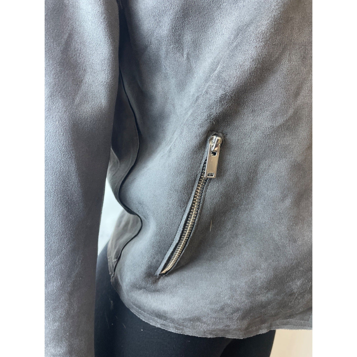 Tahari Women's Carbon Sky Faux Leather Cropped Jacket Sz S/P