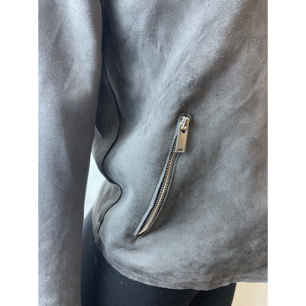 Tahari Women's Carbon Sky Faux Leather Cropped Jacket Sz S/P