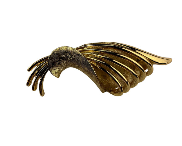 Monet Womens Gold Tone Metal Abstract Brooch Vintage Elegant Statement Pin Collectible