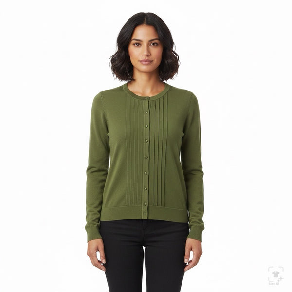 Talbots Womens Olive Green Merino Cardigan Sweater Pure Wool Button Front Size M