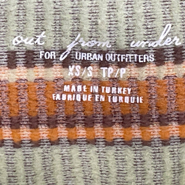 Urban Outfitters Women's Tan Striped & Ribbed Knit Long Sleeve Crop Top Sz XS