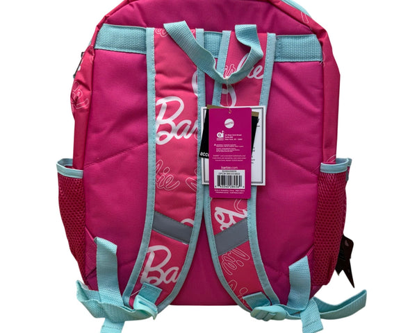 Barbie Girls Pink Sequin School Backpack Adjustable Strap Lightweight With Pompom
