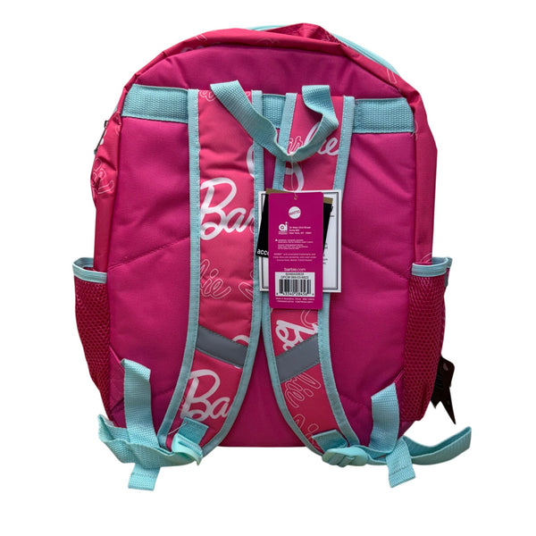 Barbie Girls Pink Sequin School Backpack Adjustable Strap Lightweight With Pompom