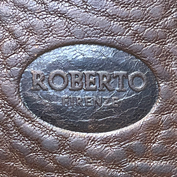 Vintage Roberto Firenze Men’s Brown Leather Briefcase With Dual Brass Clasps