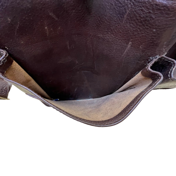 Vintage Roberto Firenze Men’s Brown Leather Briefcase With Dual Brass Clasps