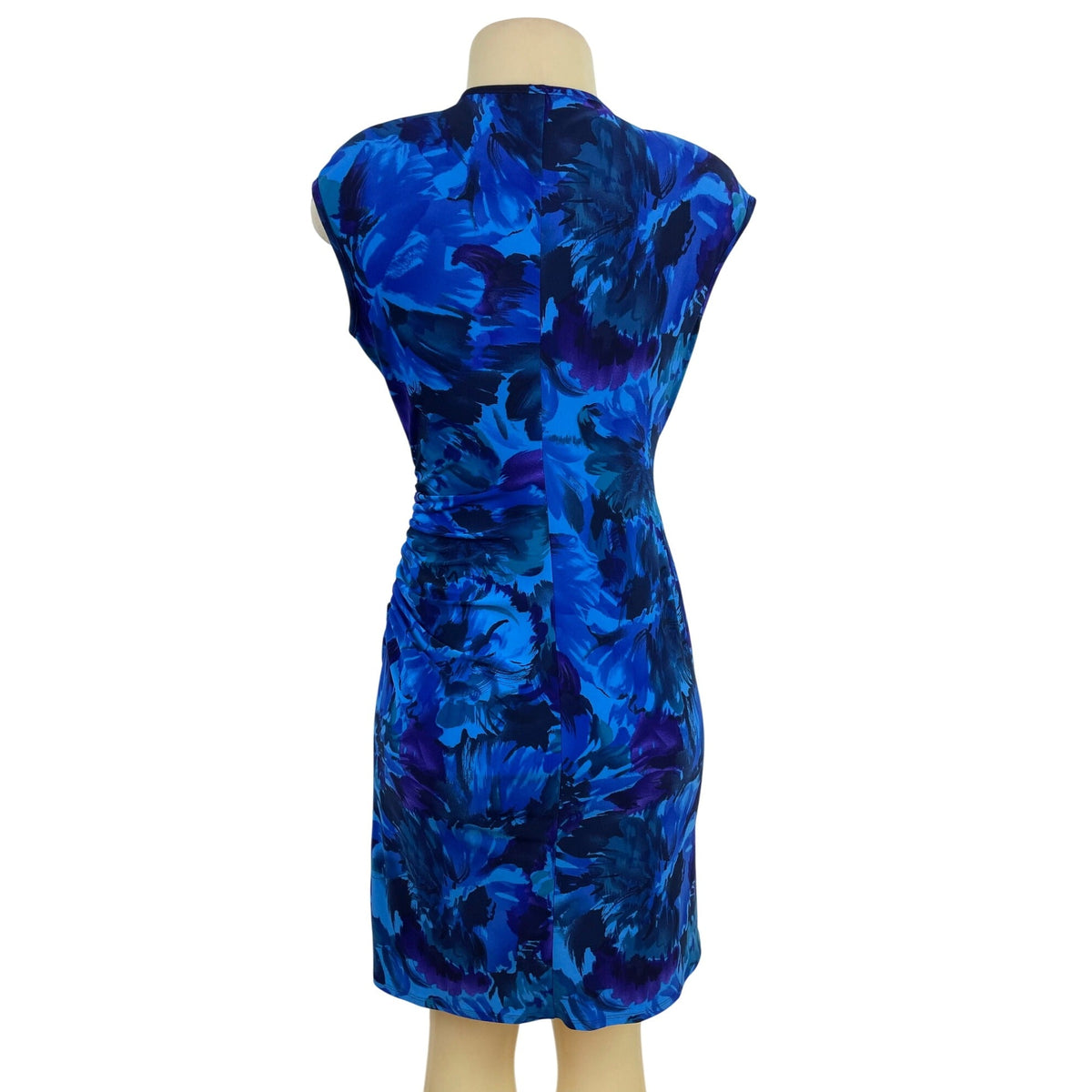 Chaps Womens Blue Floral Sleeveless V-Neck Wrap Dress PM - New