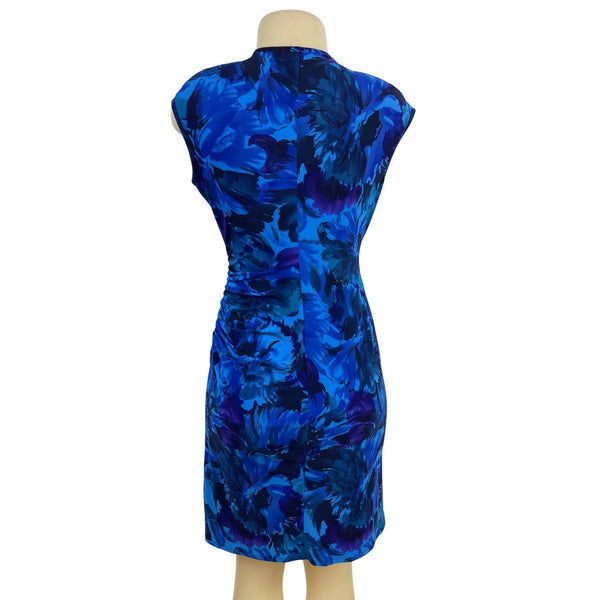 Chaps Womens Blue Floral Sleeveless V-Neck Wrap Dress PM - New
