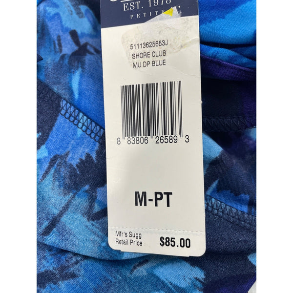 Chaps Womens Blue Floral Sleeveless V-Neck Wrap Dress PM - New