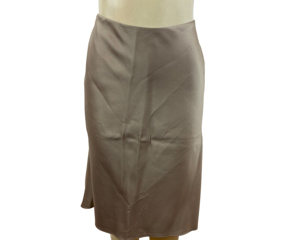 JS Boutique Women's Taupe Petite Satin Midi Skirt With Back Zipper Size 4