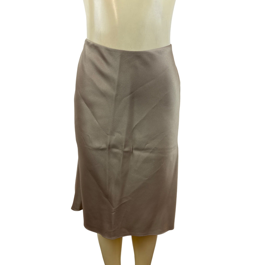 JS Boutique Women's Taupe Petite Satin Midi Skirt With Back Zipper Size 4