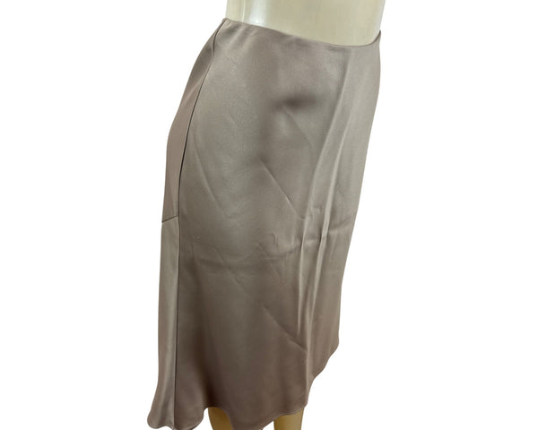 JS Boutique Women's Taupe Petite Satin Midi Skirt With Back Zipper Size 4
