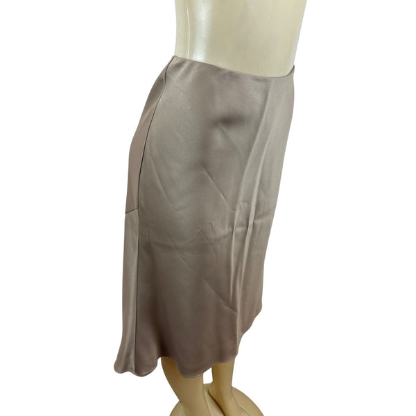 JS Boutique Women's Taupe Petite Satin Midi Skirt With Back Zipper Size 4