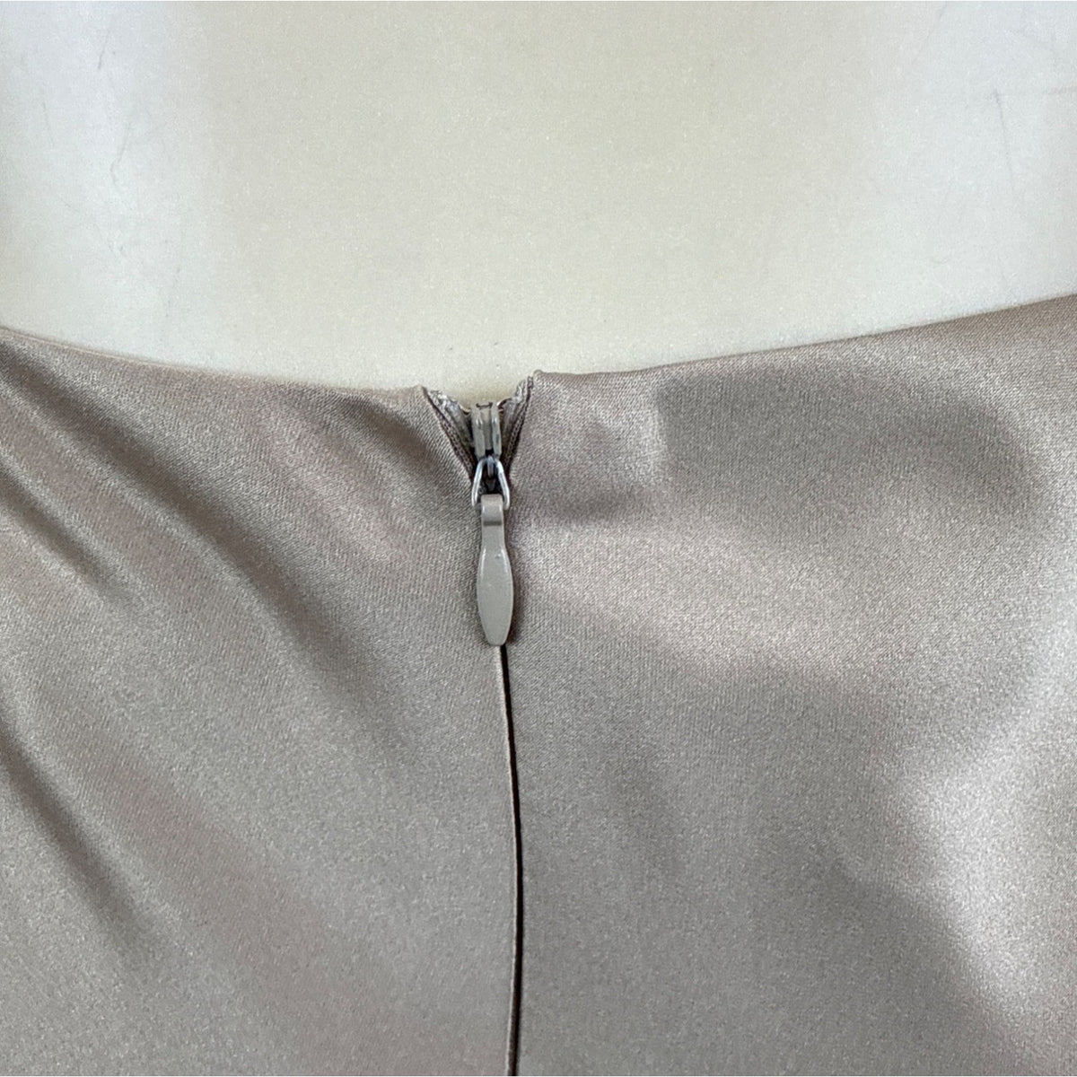 JS Boutique Women's Taupe Petite Satin Midi Skirt With Back Zipper Size 4