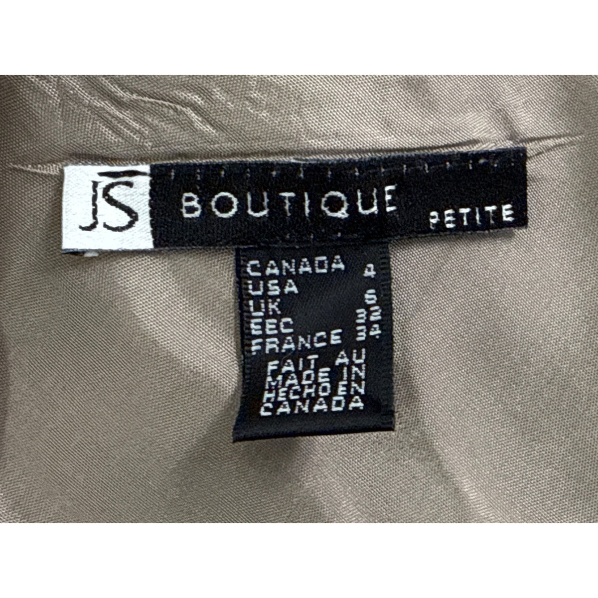 JS Boutique Women's Taupe Petite Satin Midi Skirt With Back Zipper Size 4